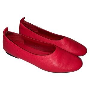 Everlane  Classic Red Pebble Leather Ballet Flats   Size:  8.5M